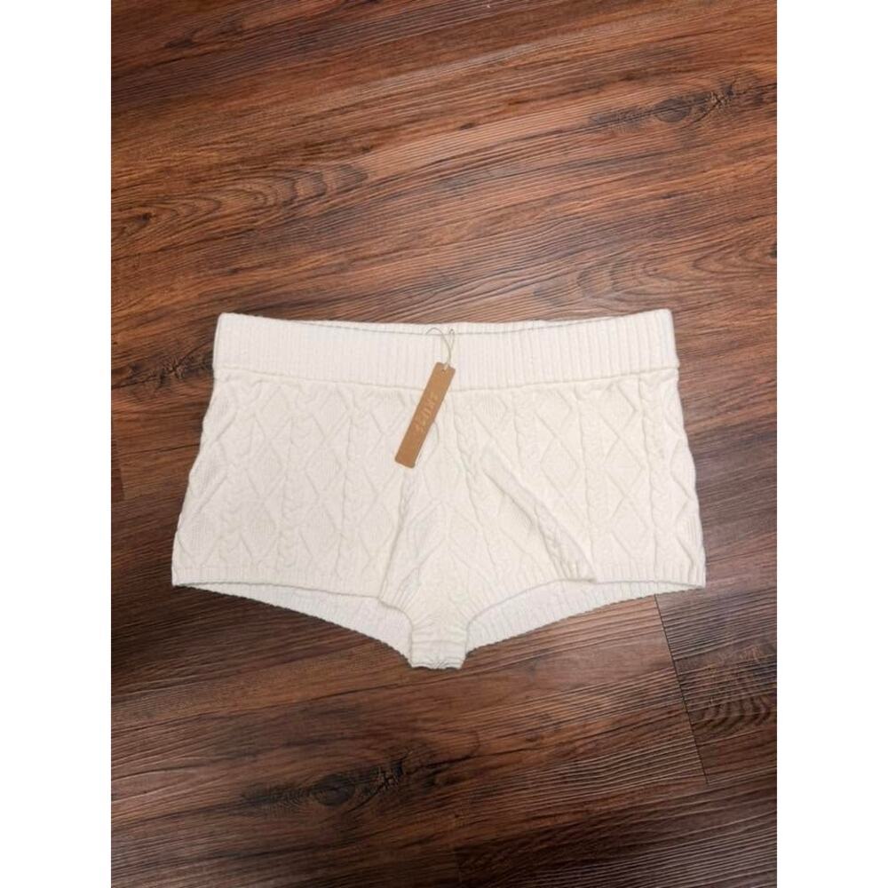 SKIMS SNOW BUNNY Cableknit Shorts - Ivory Size L NWT #1640